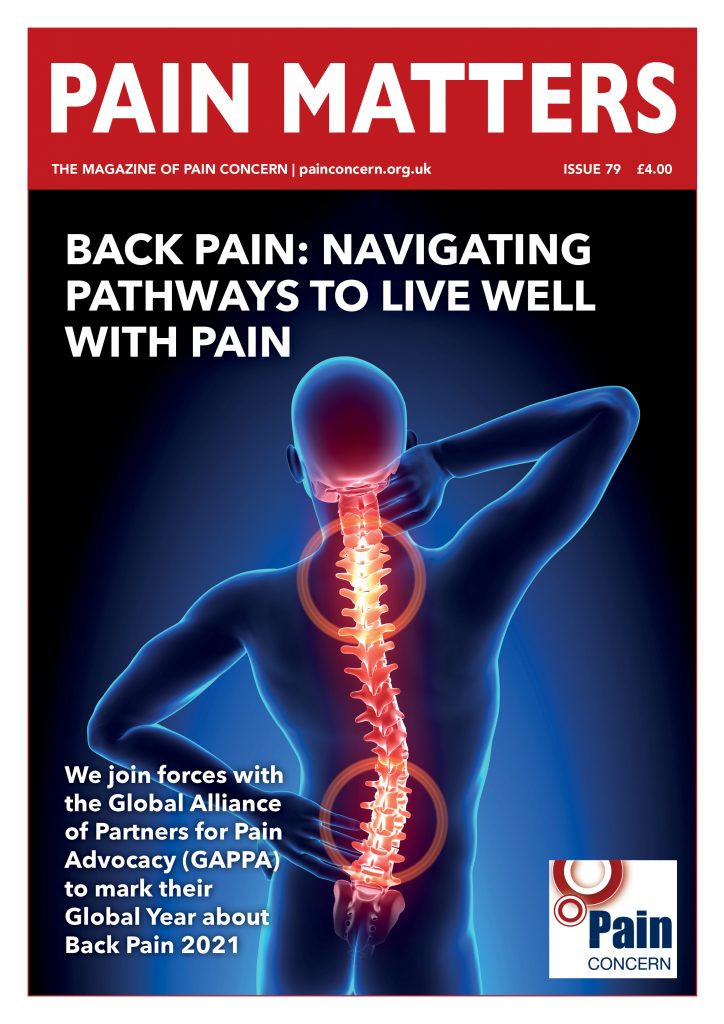 A  Pain Matters magazine cover.